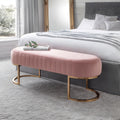 Julian Bowen Harrogate Velvet Bench – Pink Seating with Gold Legs