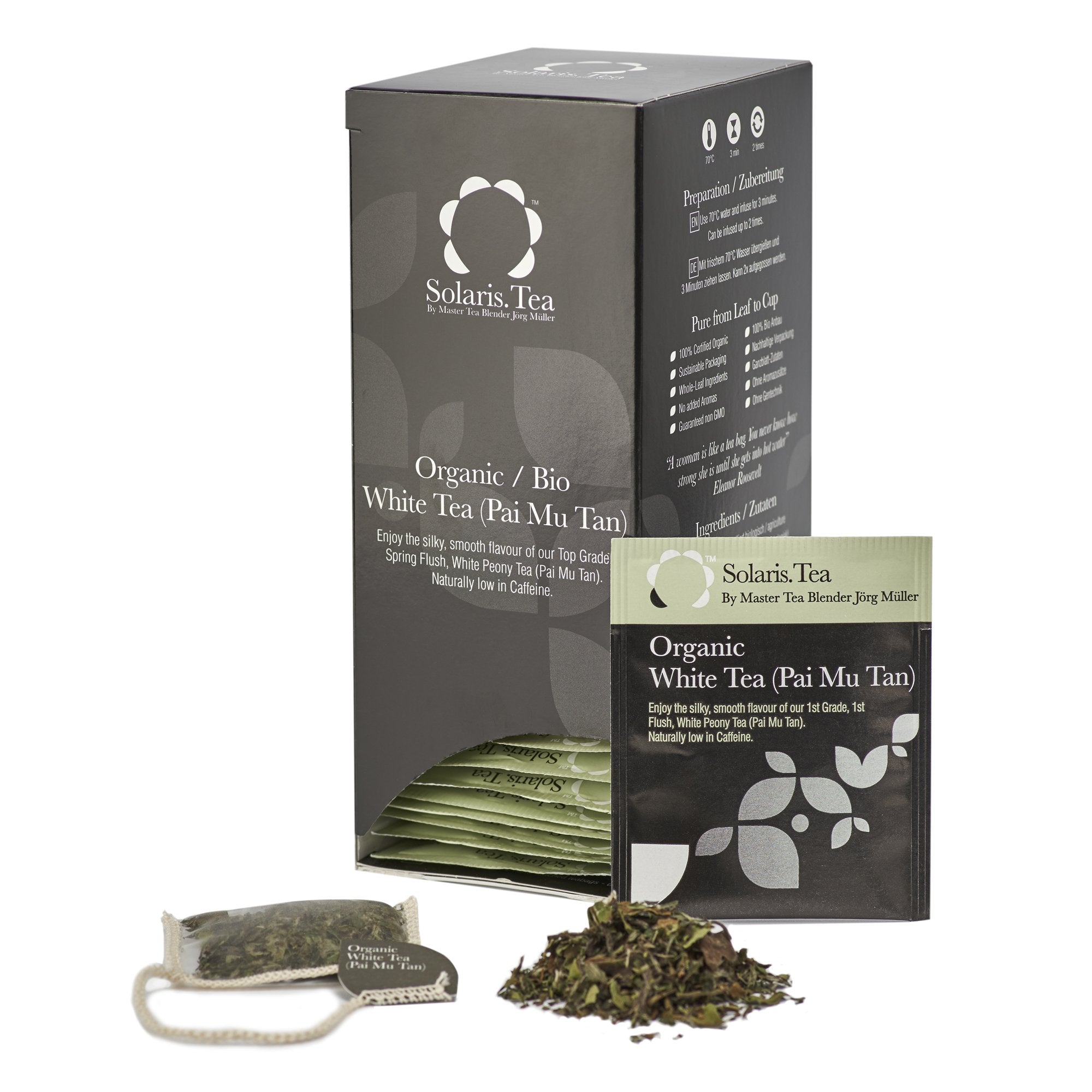 Solaris Tea Organic White Tea Pai Mu Tan - 40 Biodegradable Teabags