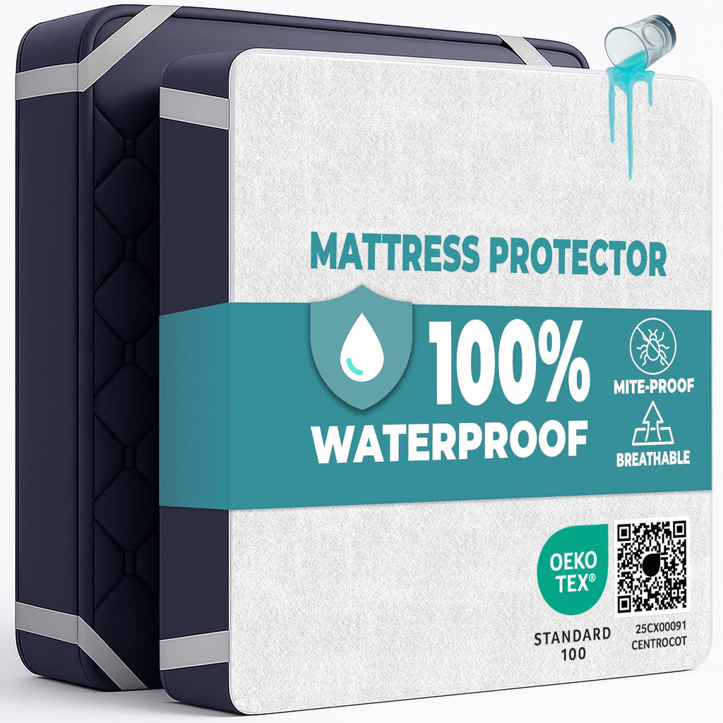 King Size Mattress Protector Waterproof for Bed 160x200 cm Premium Cotton Terry Bed Cover with Elastic Straps Sheet Soft and Breathable Mattress - image 1