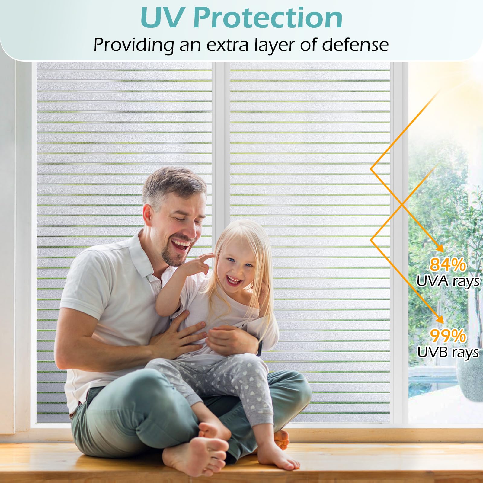 DOWELL Frosted Stripe Privacy Window Film – Static Cling Vinyl 60x400cm