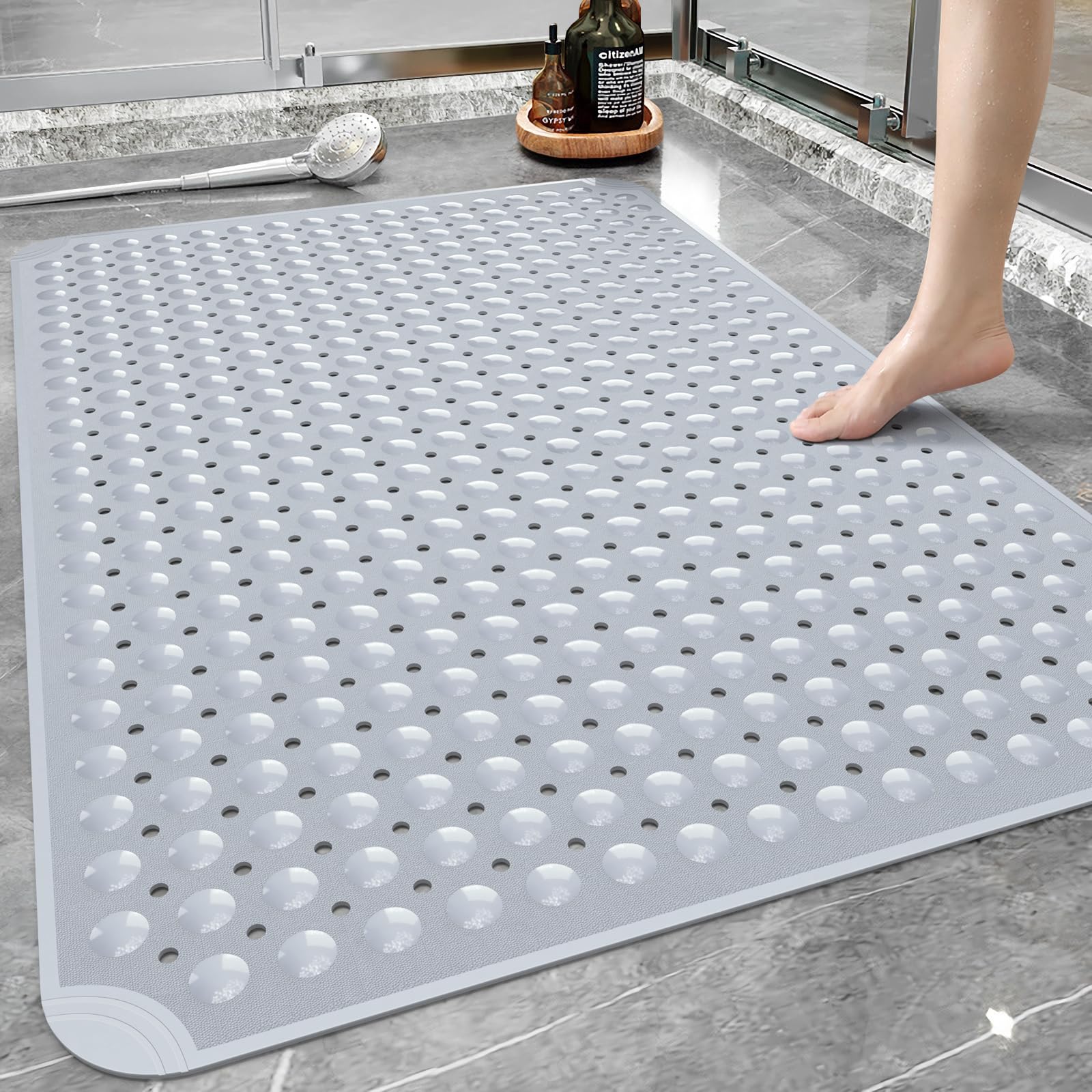 Yolife Extra Large Shower Mat – 58x88cm TPE Anti-Slip Mat with Suction Cups