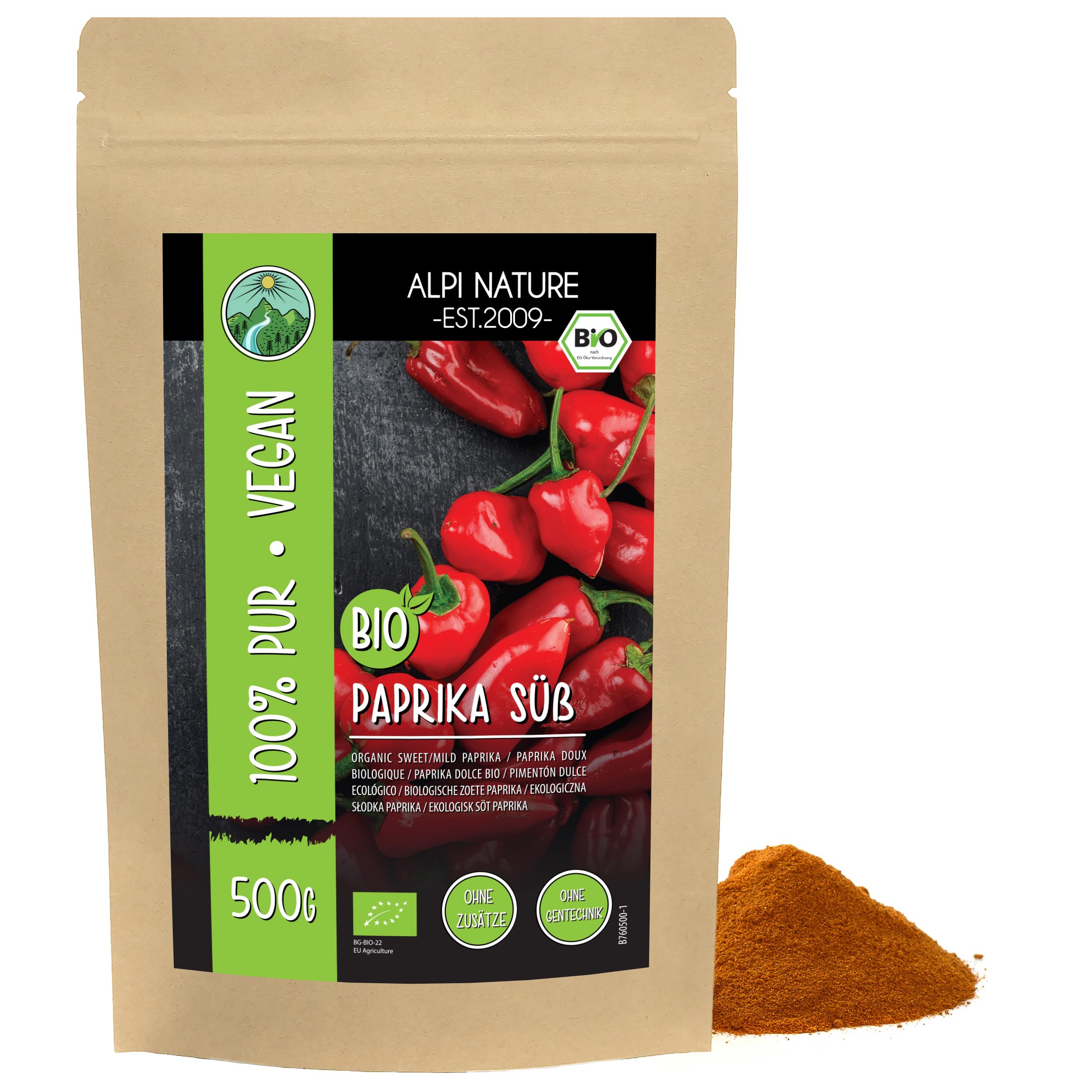 Alpi Nature Organic Sweet Paprika Powder – Ground Red Pepper, 500g