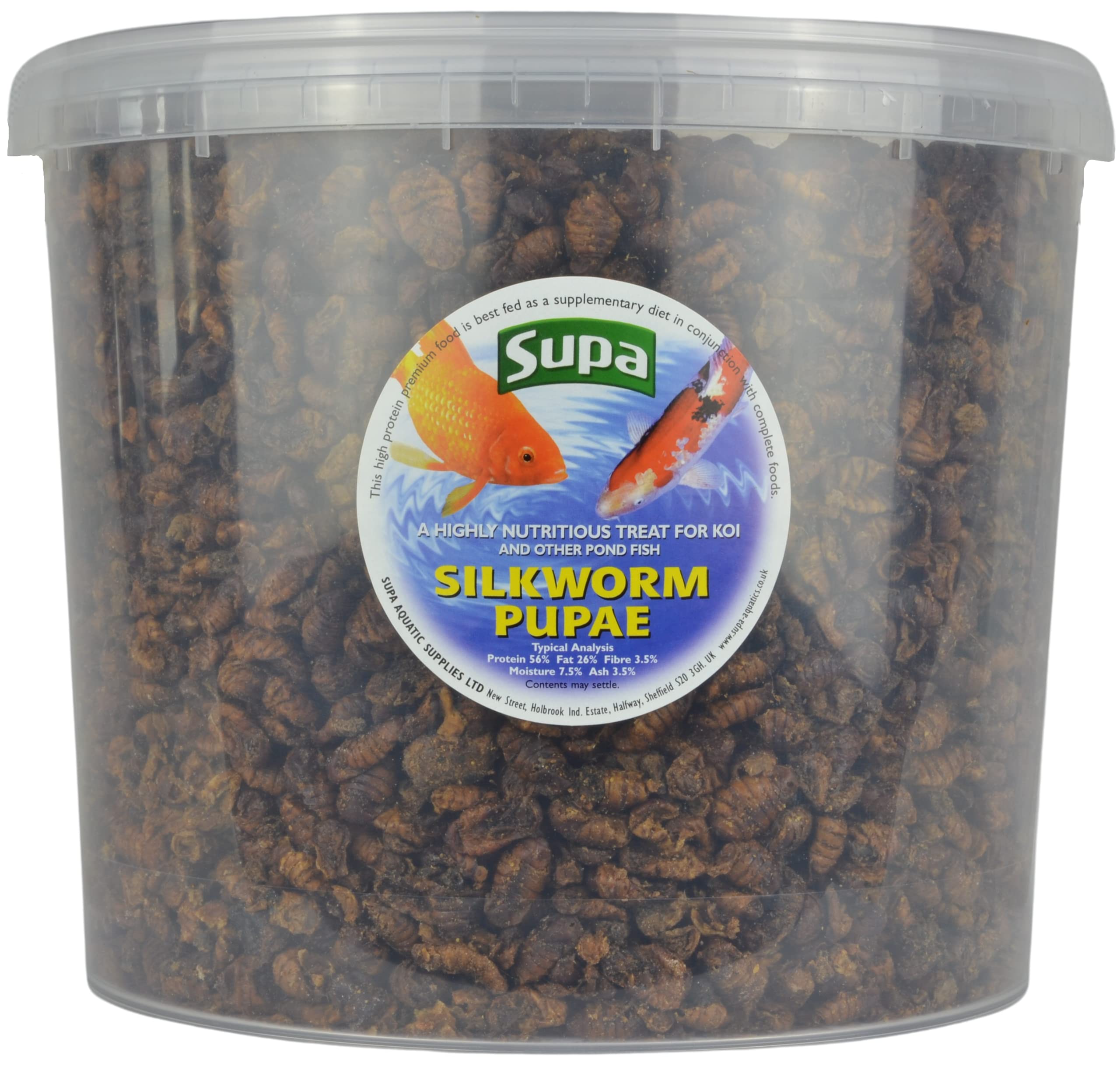 Supa Koi Silkworm Pupae - 100% Natural Protein Fish Food, 5L Bucket