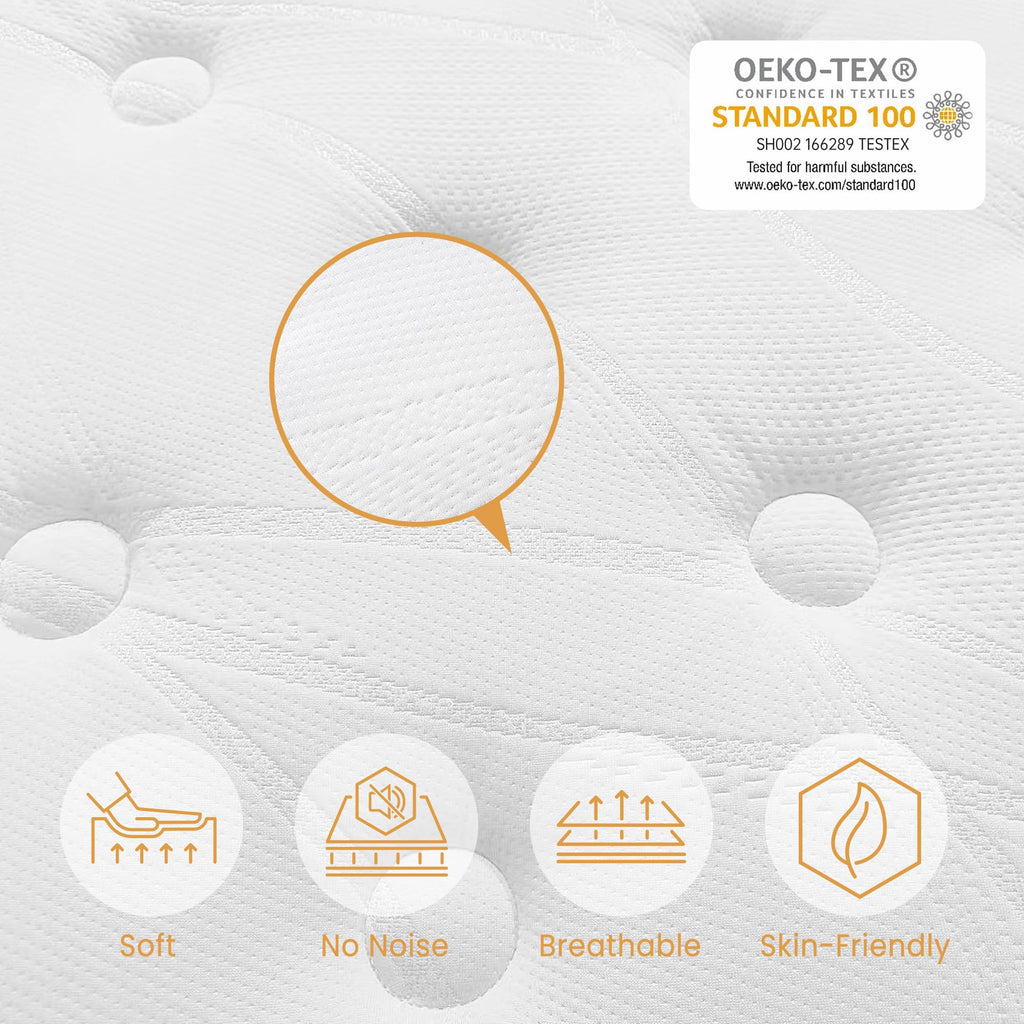 TeQsli Double Mattress 4FT6 Memory Foam Spring Hybrid Mattress 27CM - image 4