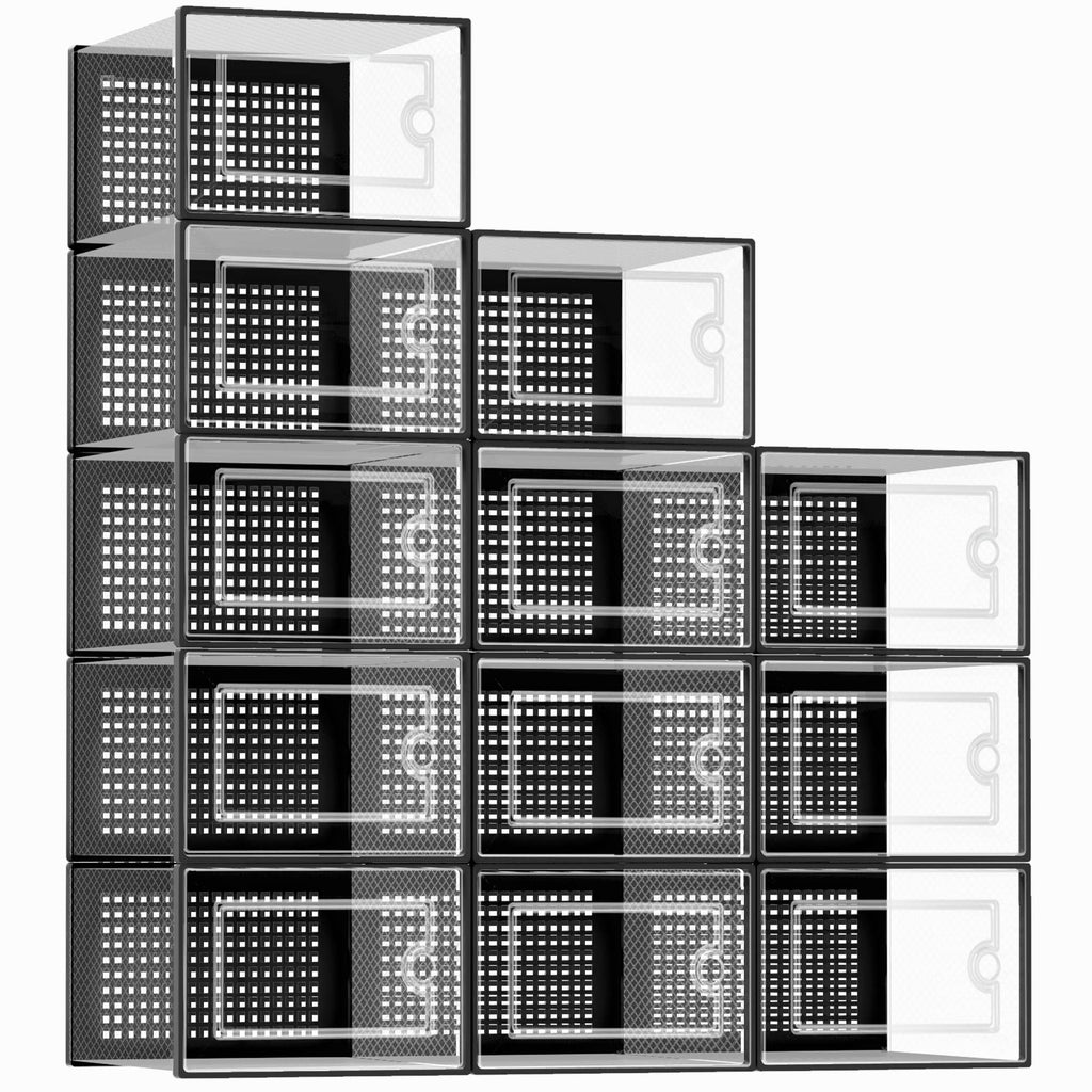 Kuject Clear Stackable Shoe Storage Boxes - Size 12 Plastic Containers