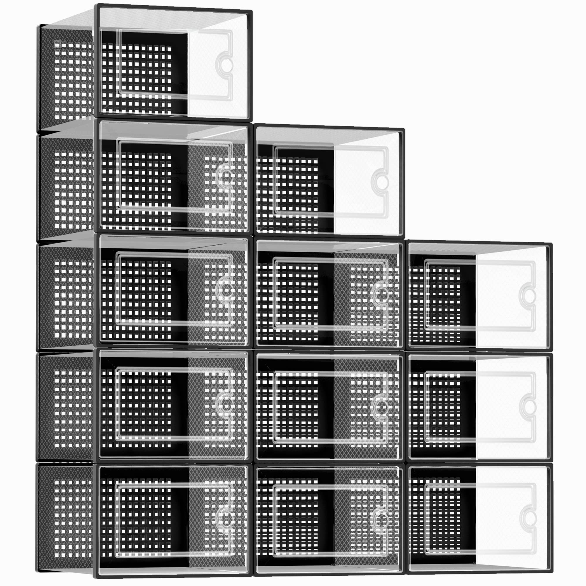 Kuject Clear Stackable Shoe Storage Boxes - Size 12 Plastic Containers