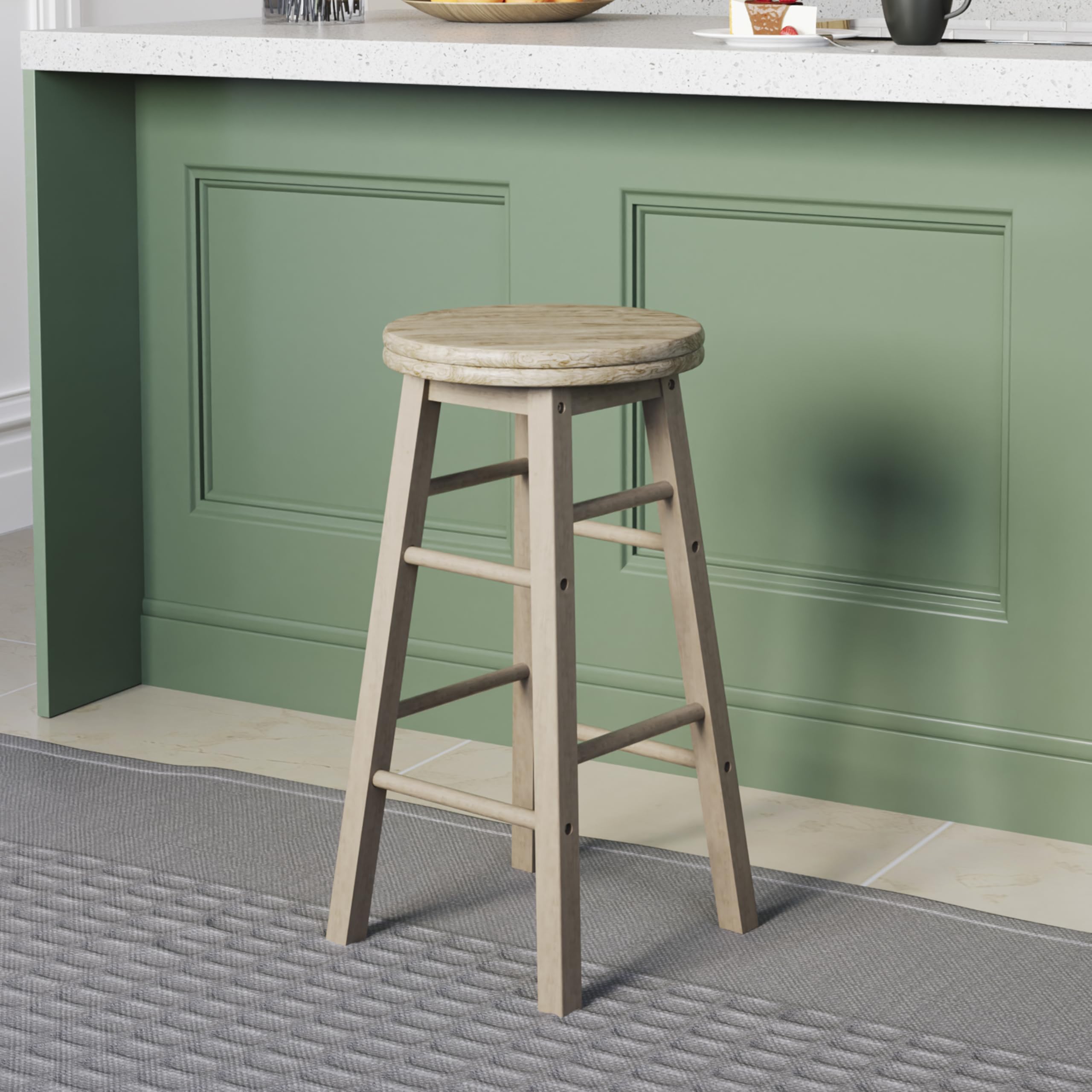 Chef Vida Modern Swivel Bar Stool | Solid Pine Wood Kitchen Seat