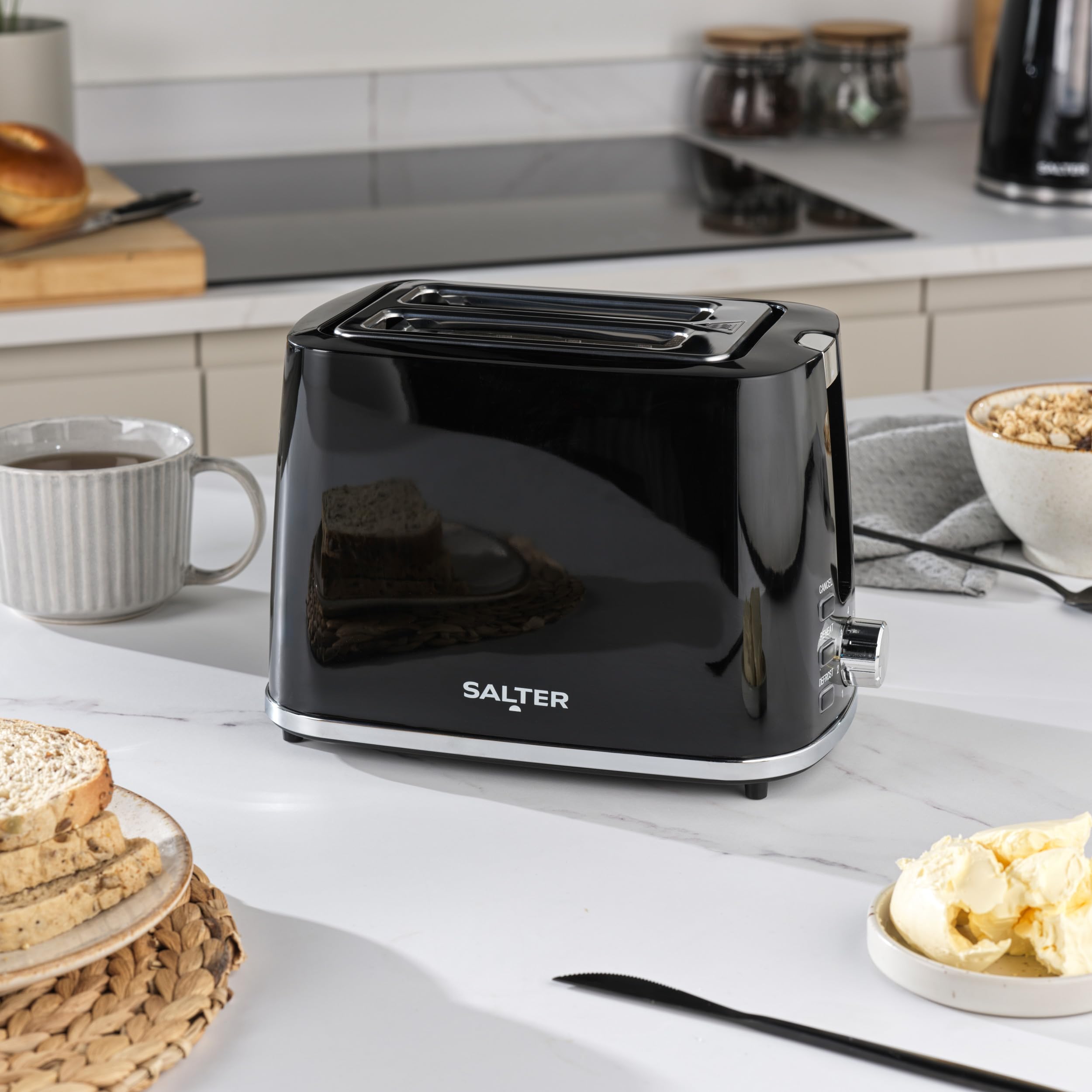 Salter Deco Kettle and Toaster Set – 1.7L Rapid Boil & 2-Slice, Black