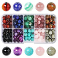SOSMAR 200pcs Crystal Stone Beads - 8mm Round Gemstones for Jewelry Making