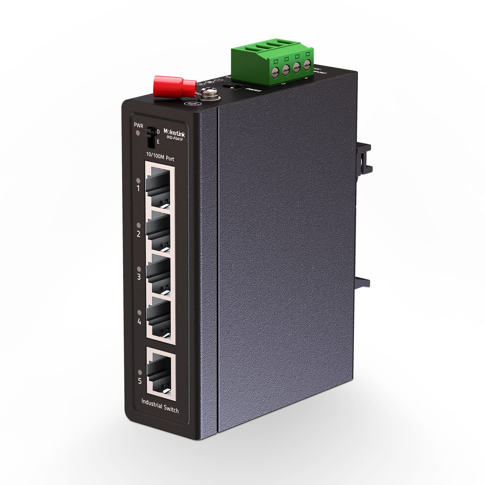 MokerLink 5 Port Industrial Din Rail Network Switch | 10/100Mbps Metal