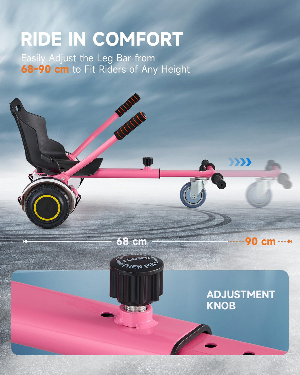 CO-Z Hoverboard Go Kart Seat Attachment for 6.5, 8, 10 Inch Scooters – Pink