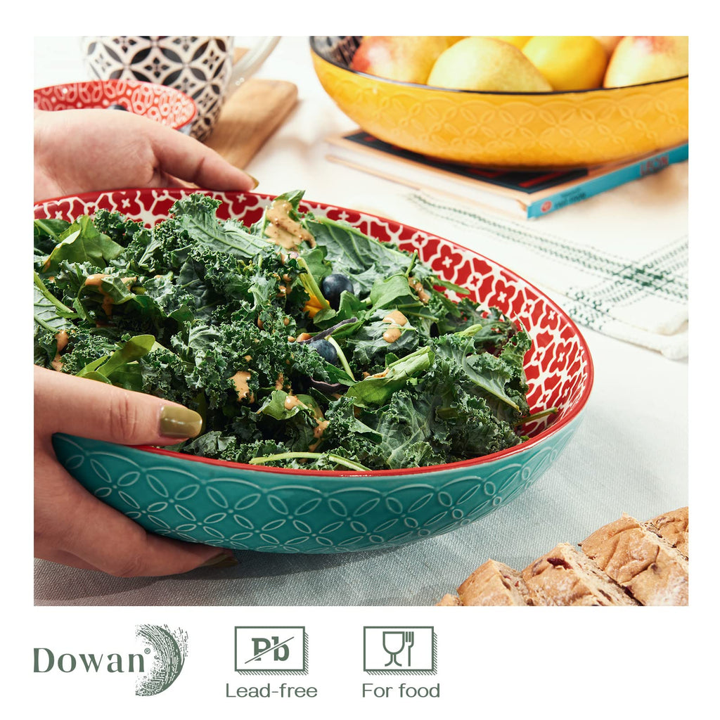 DOWAN Large Ceramic Serving Bowl - 2.9 Qt Porcelain Salad Pasta Platter