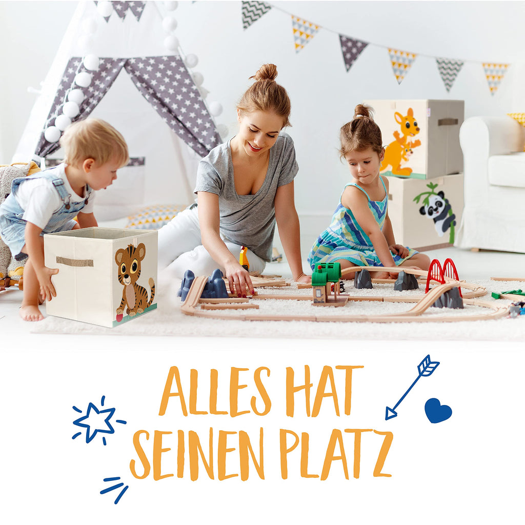 KNECKES Kallax Premium Storage Box for Children, 8 Designs 33 x 33 x 33 cm, Size Suitable as Kallax Boxes, Children's Room, Toy Box, Foldable