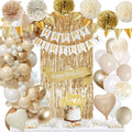Jolof Store Birthday Decoration Set – Gold & Beige Party Kit with Banner