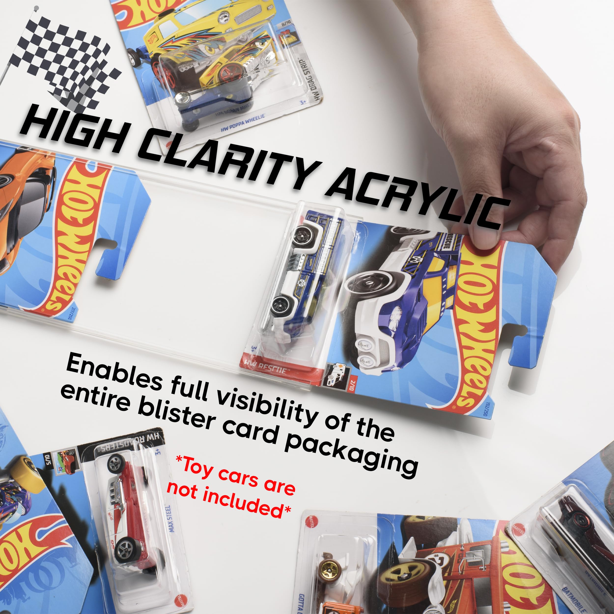 Tapeera Model Car Display Case Wall Mount for Hot Wheels - 5-Pack Acrylic