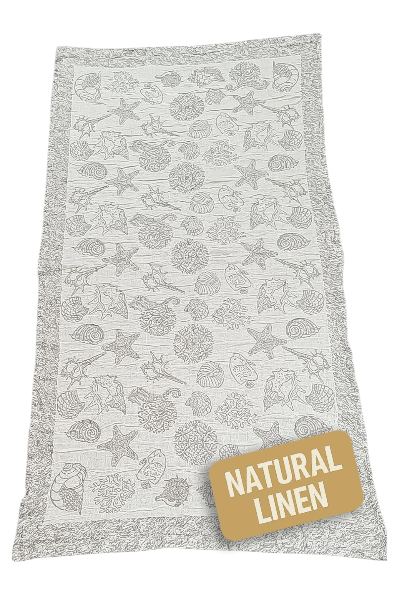 Linen Bath Towel – 60x120cm Jacquard Natural Blend (Aquaria)