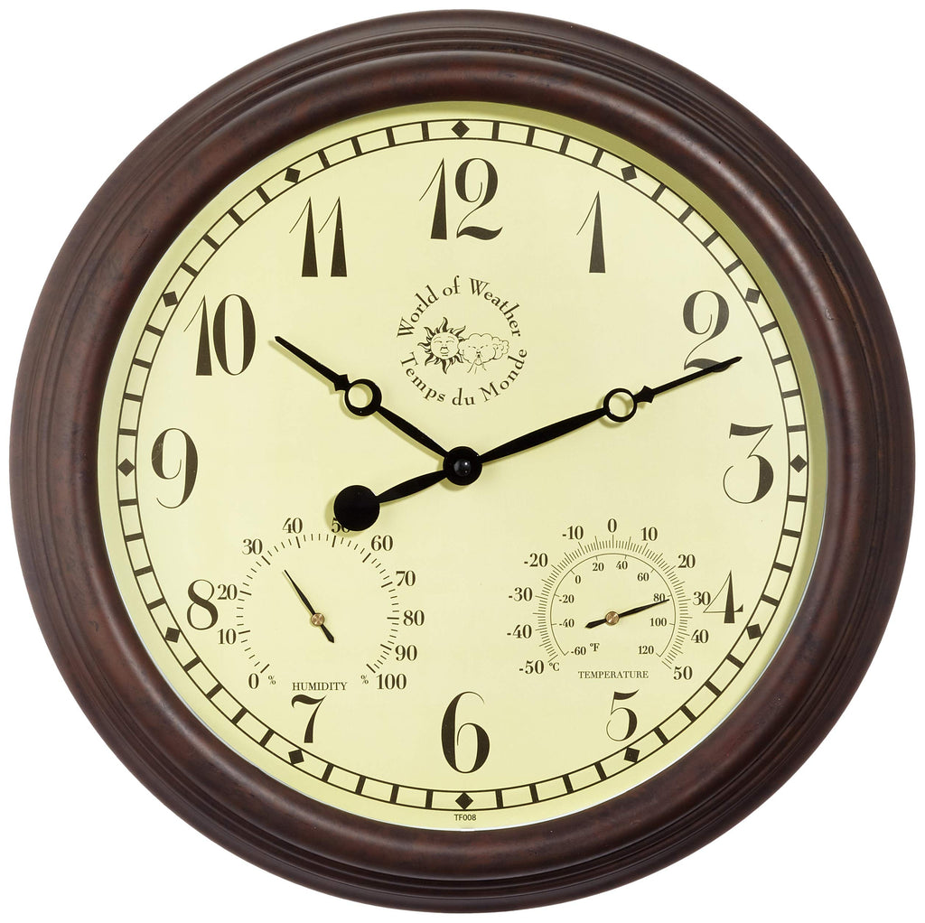 Esschert Design Gartenuhr – Wanduhr mit Thermometer & Hygrometer, Weiß