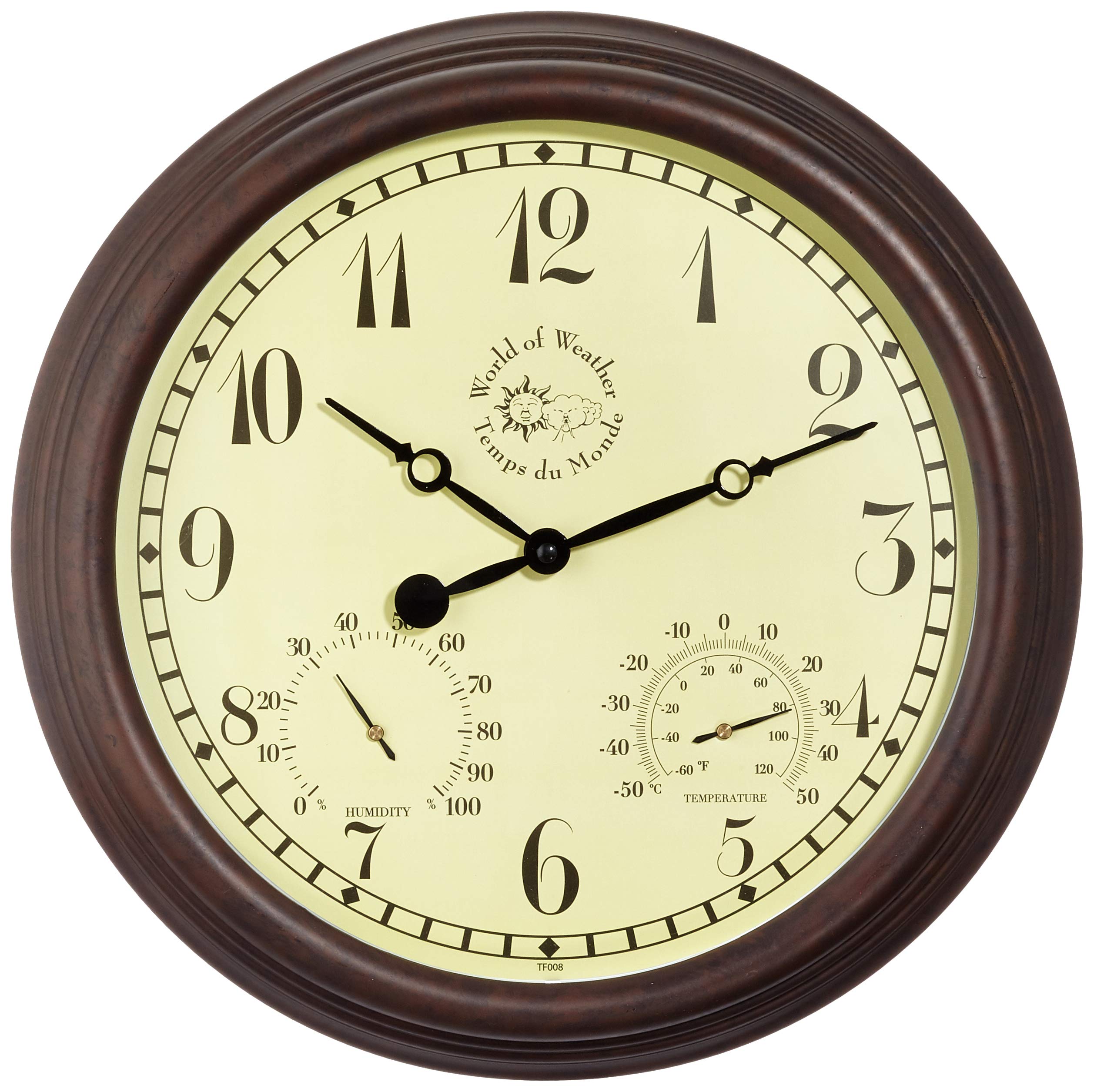Esschert Design Gartenuhr – Wanduhr mit Thermometer & Hygrometer, Weiß
