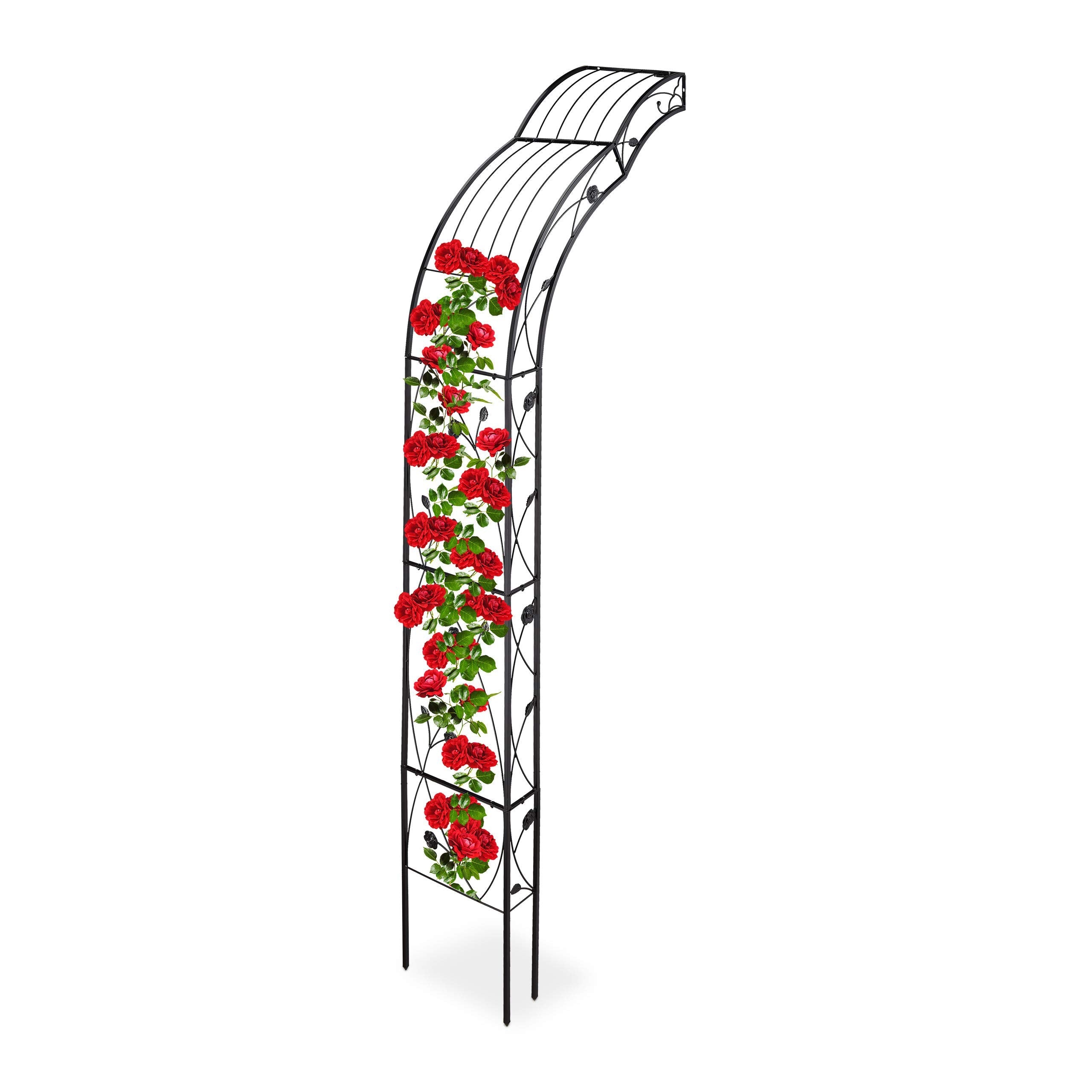 Relaxdays Half Round Garden Arch – Iron Wall-Mounted Rose Trellis, Black
