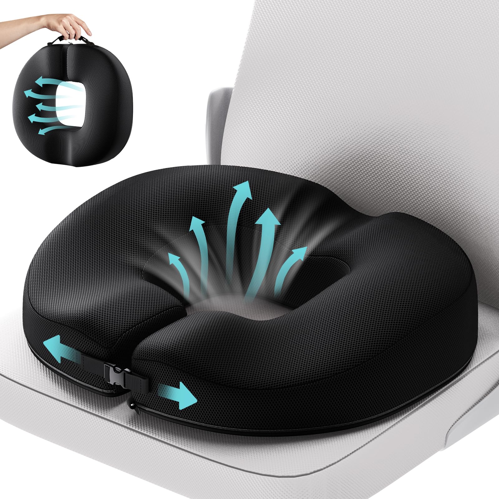 Benazcap Donut Cushion - Memory Foam Coccyx Pillow for Tailbone Pain