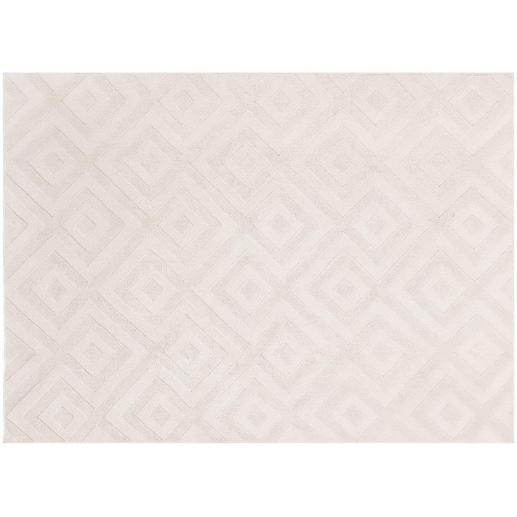 SHACOS Washable Geometric Area Rug | 140x200cm Non-Slip Shaggy Cream Carpet