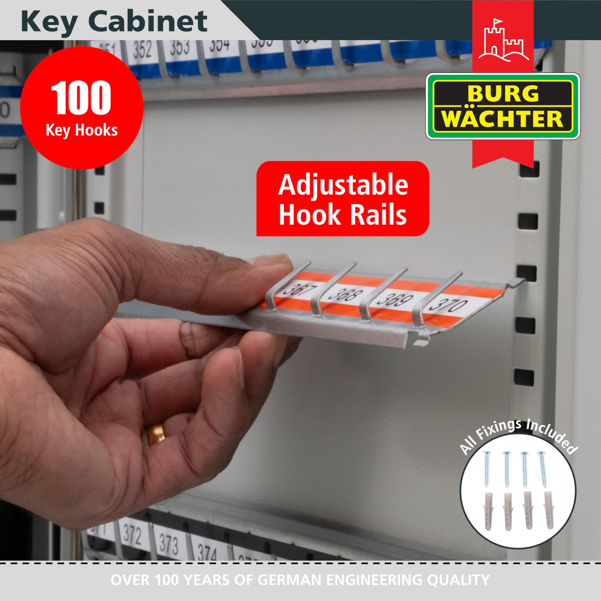 Burg-Wachter Euro Cylinder 100 Key Cabinet, Light Gray - image 5