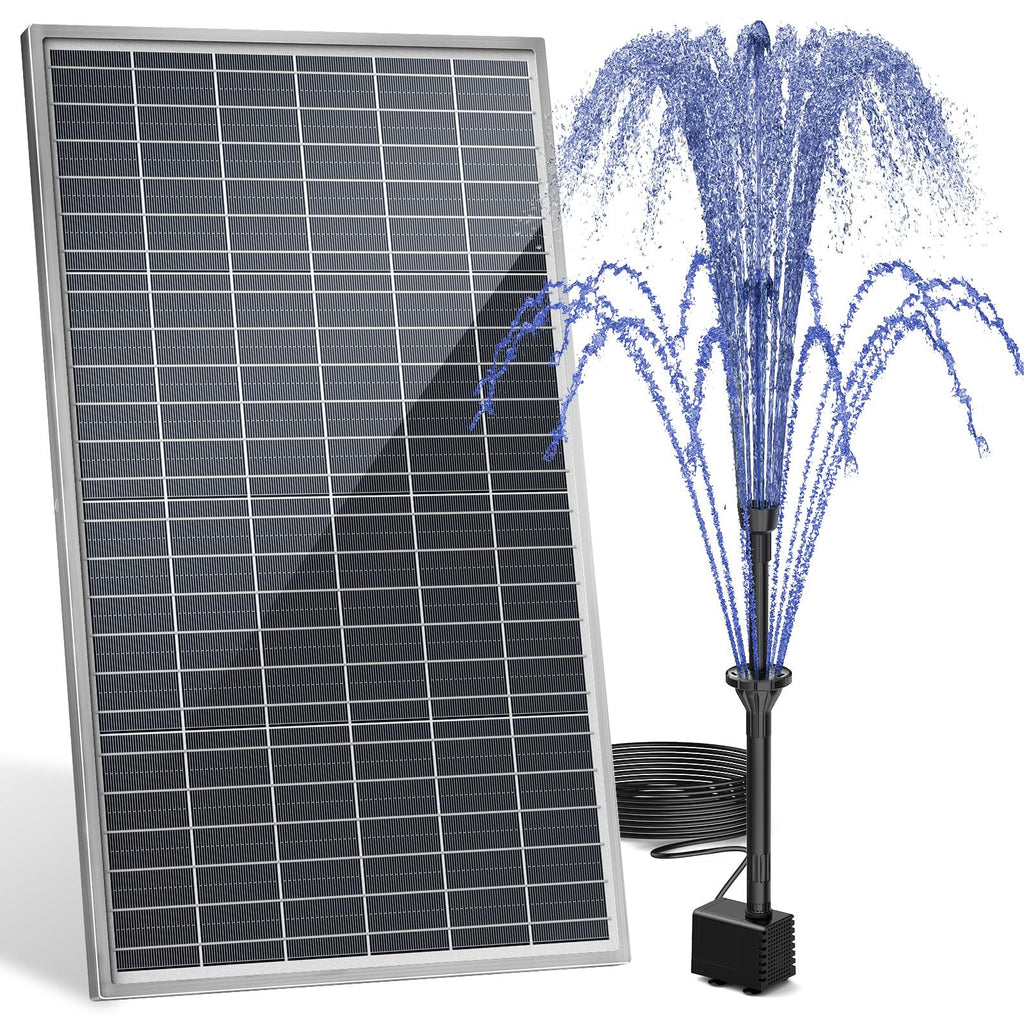 AMZtime 20W Solar Water Fountain Pump with 6 Nozzles for Bird Bath