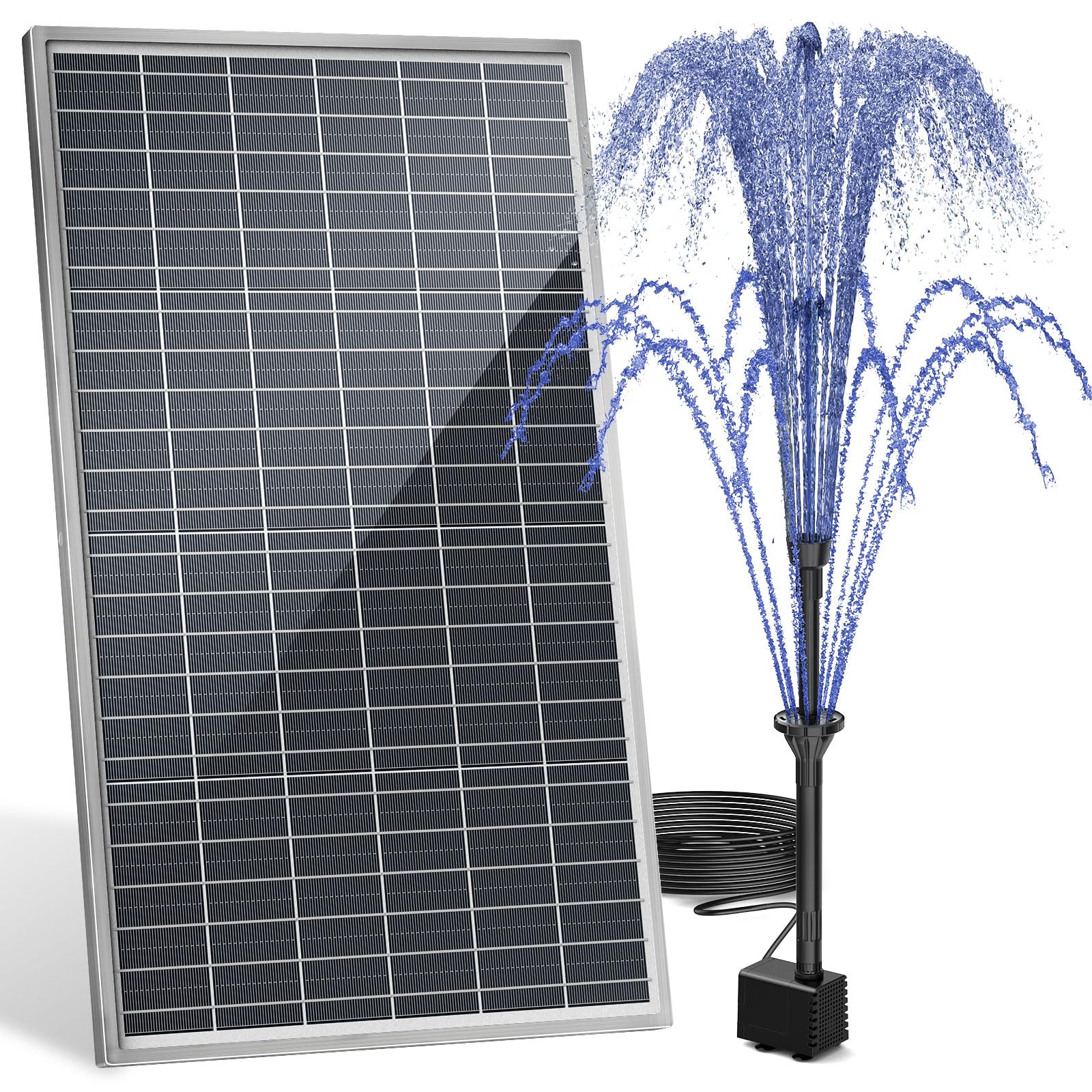 AMZtime 20W Solar Water Fountain Pump with 6 Nozzles for Bird Bath