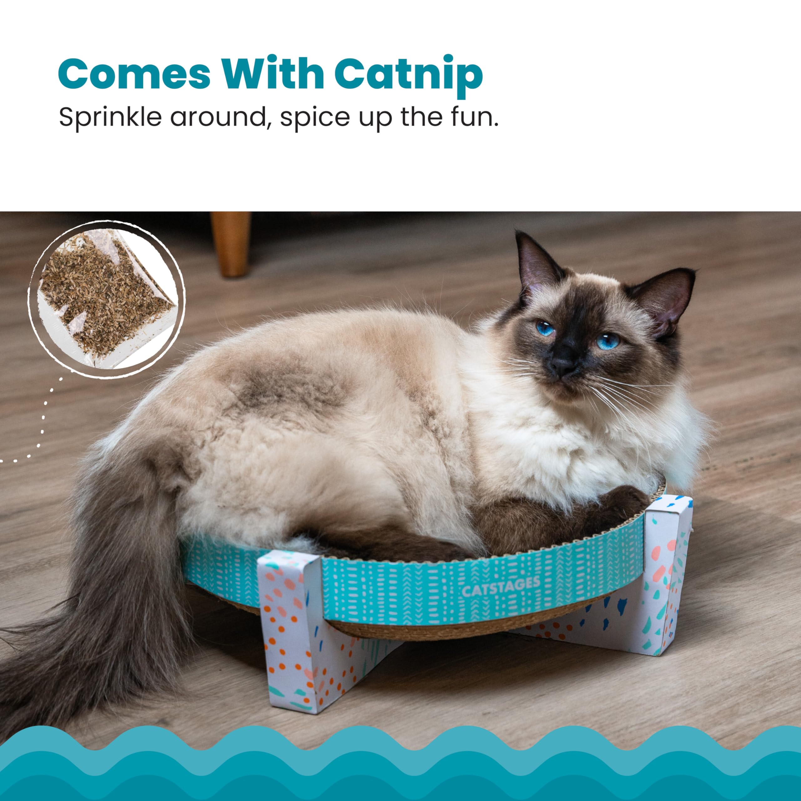 Catstages Corrugated Cat Scratcher Bowl – 2-in-1 Lounger with Catnip
