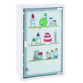 Lockable Metal Medicine Cabinet with Glass Door - White