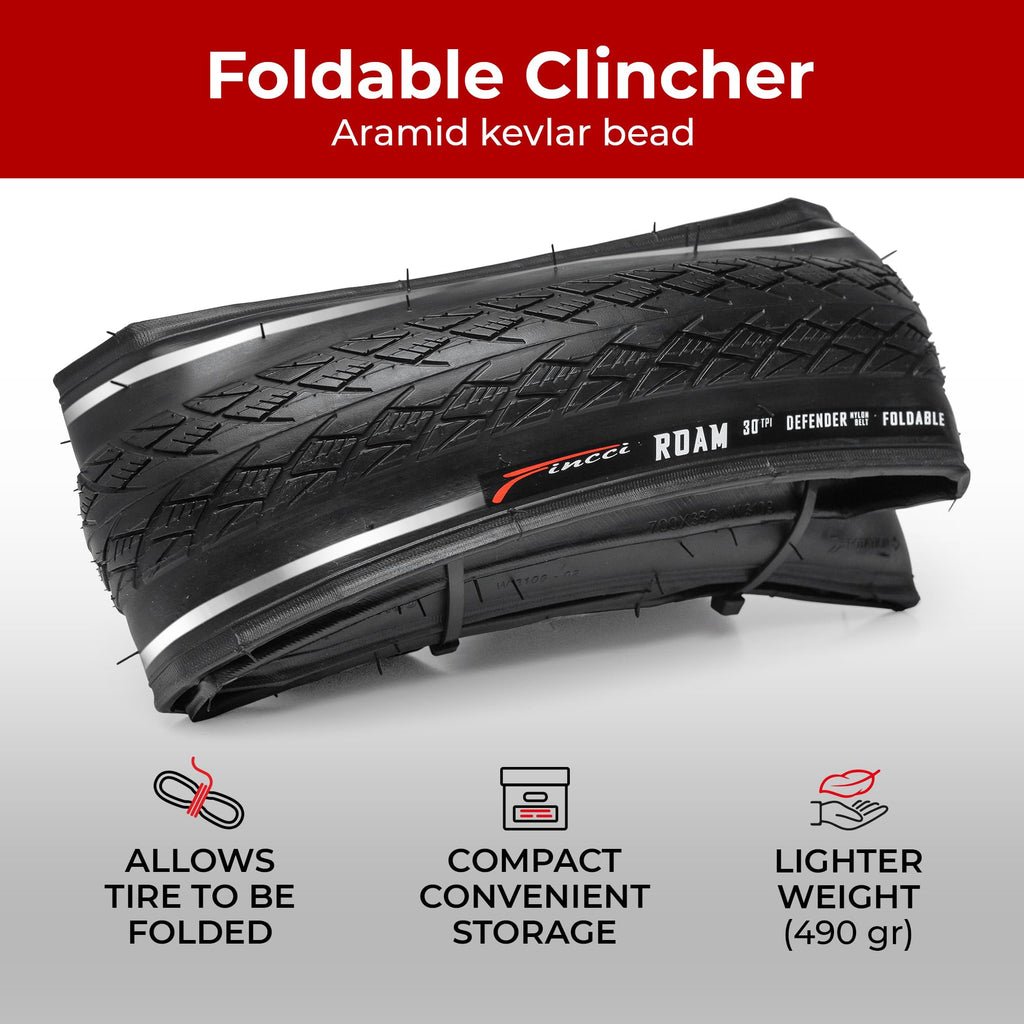 Fincci 700x35c Reflective Bike Tyres – Foldable Puncture Protected (Pair)
