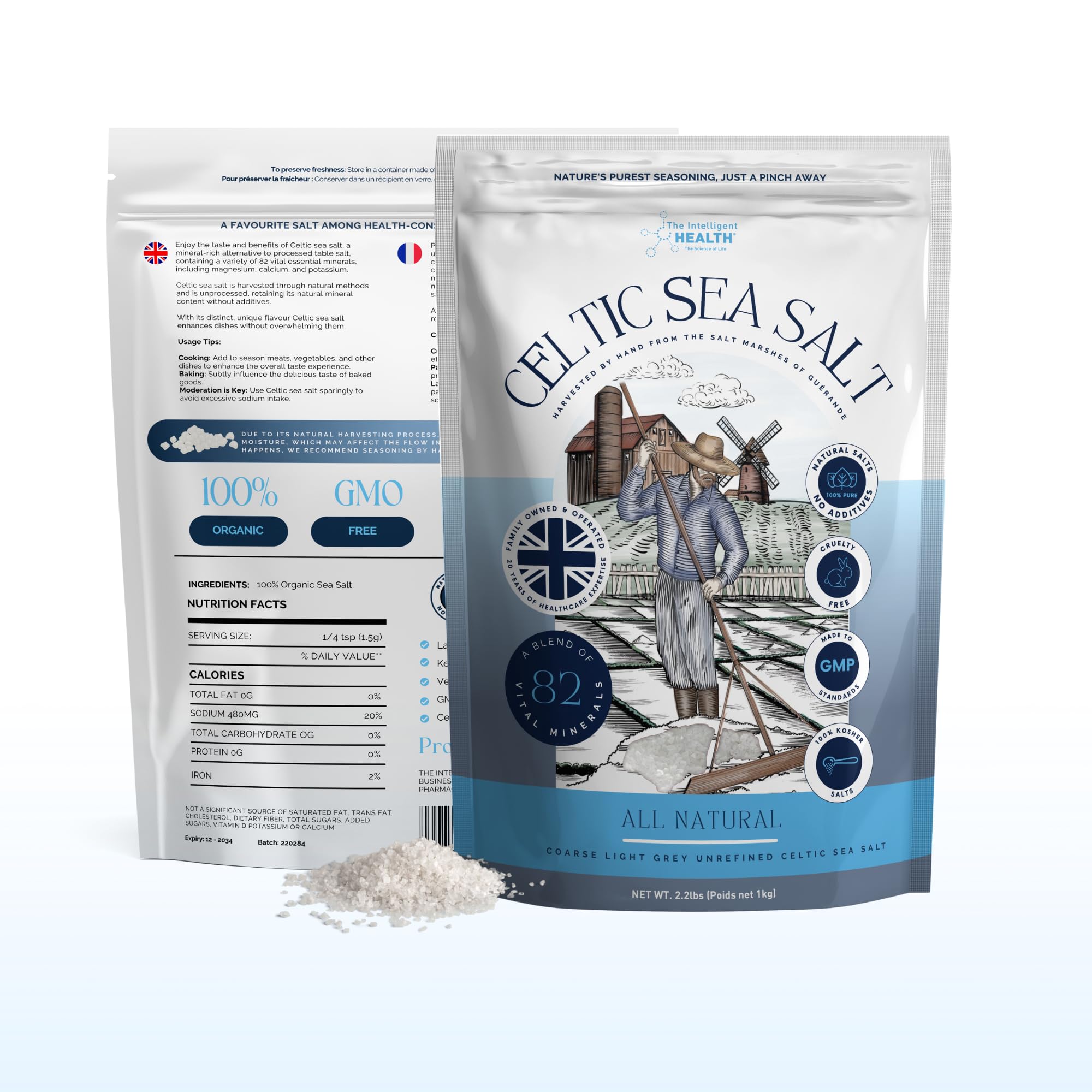 The Intelligent Health Celtic Sea Salt – Unrefined Light Grey Coarse