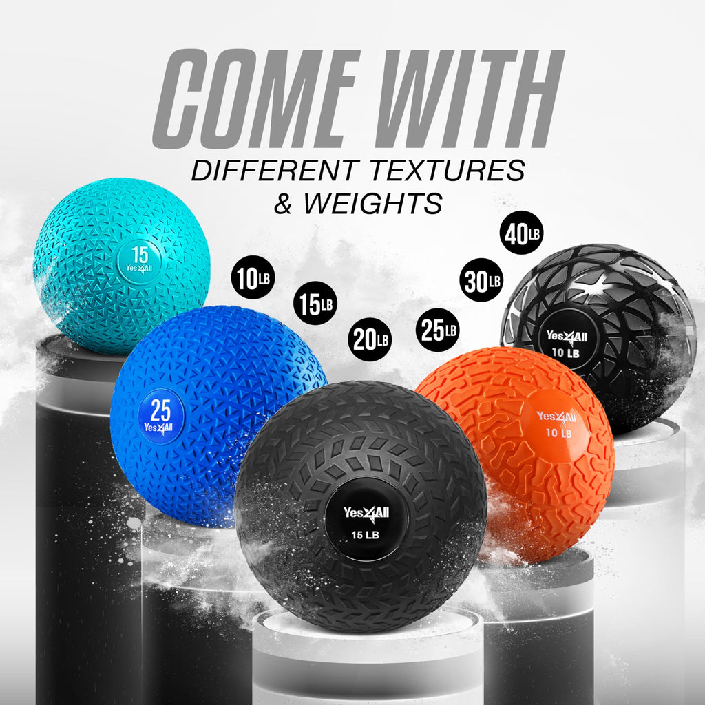 Yes4All 9kg Slam Ball – Textured PVC Non-Bounce Medicine Ball, Black