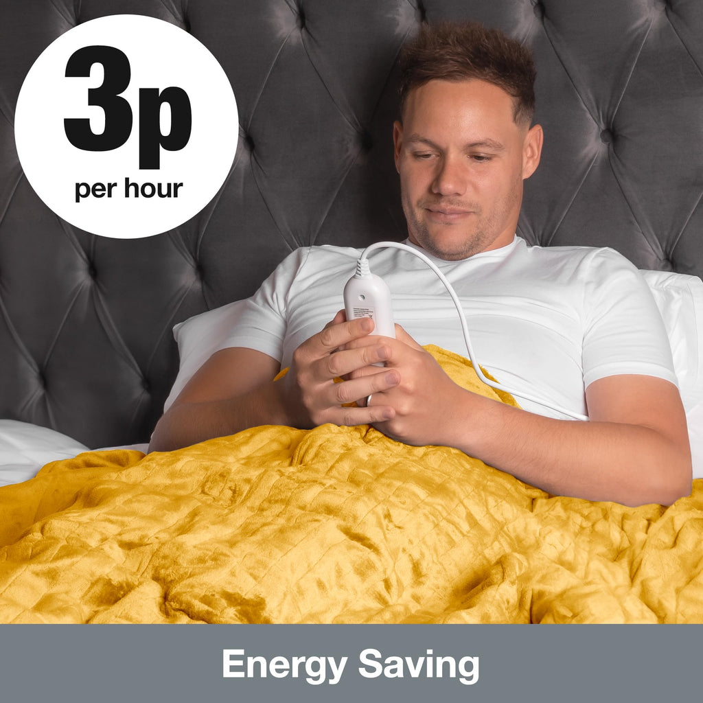Purus Gold Heated Throw Electric Blanket – 160x120cm Soft Micro Fleece