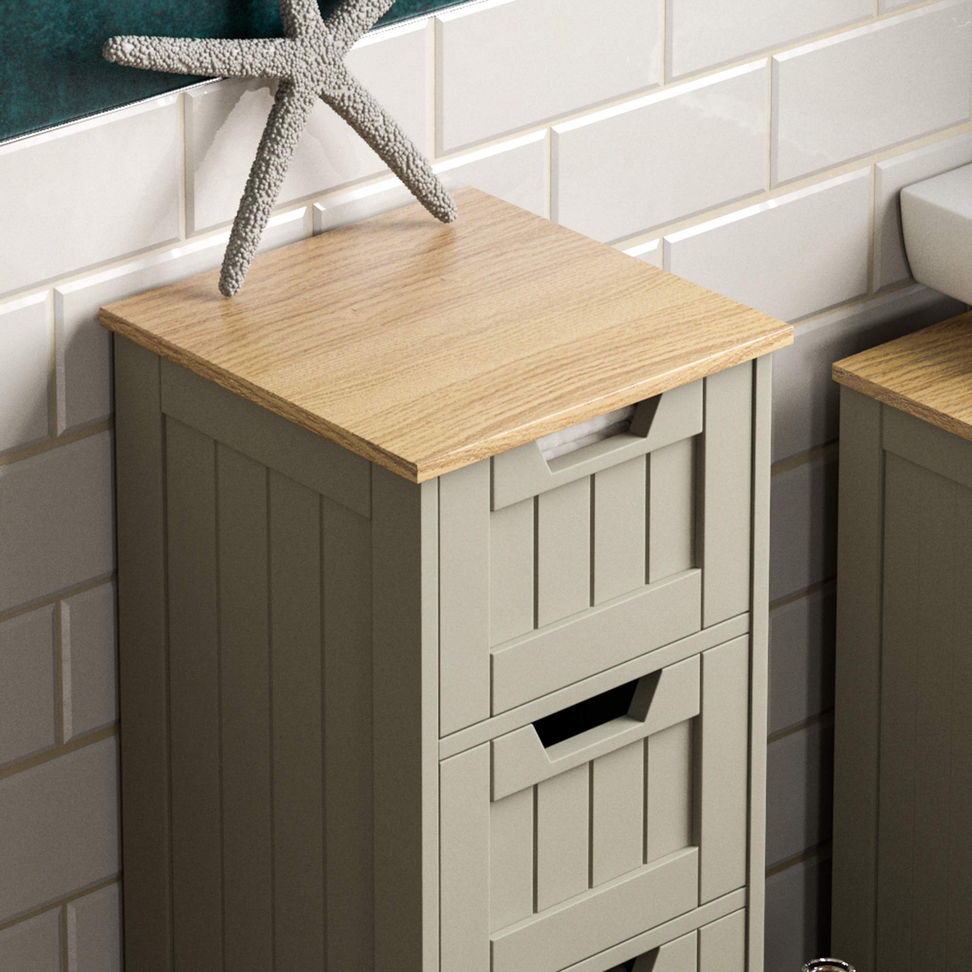 Bath Vida Priano 4 Drawer Bathroom Floor Cabinet – Grey & Oak Wood