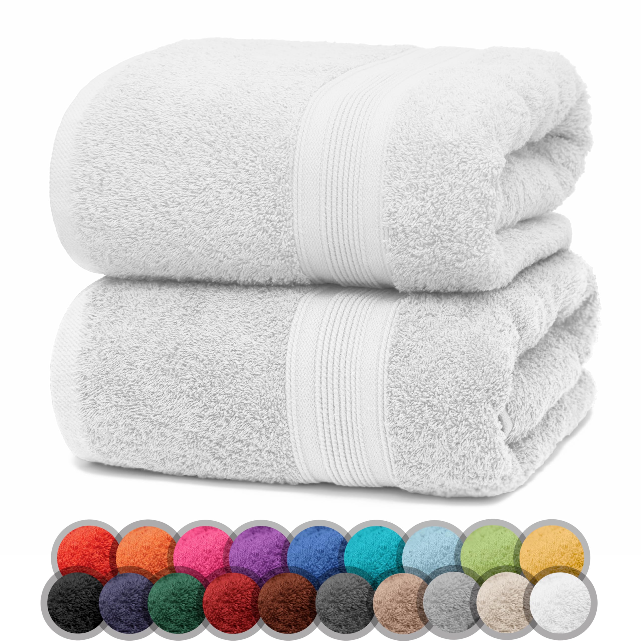 NatureMark 100% Cotton Bath Towels - Pack of 2, 70x140cm, White