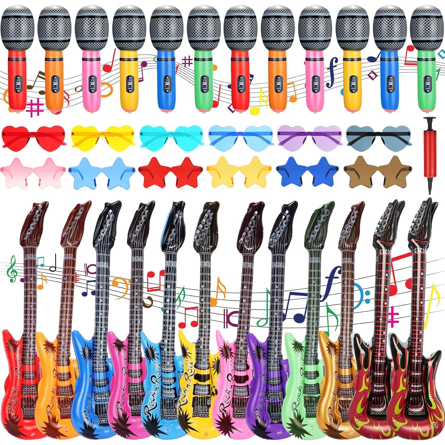 Jolof Store 36pc Inflatable Rock Star Party Props – Guitars & Sunglasses
