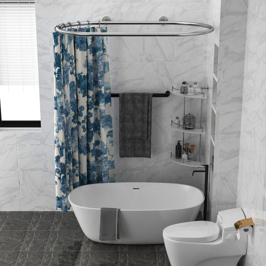 Sikaiqi Oval Shower Curtain Rod for Clawfoot Tubs - Aluminum Silver Hoop