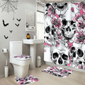 Jolof Store Halloween Skull Shower Curtain & 4-Piece Bathroom Mat Set