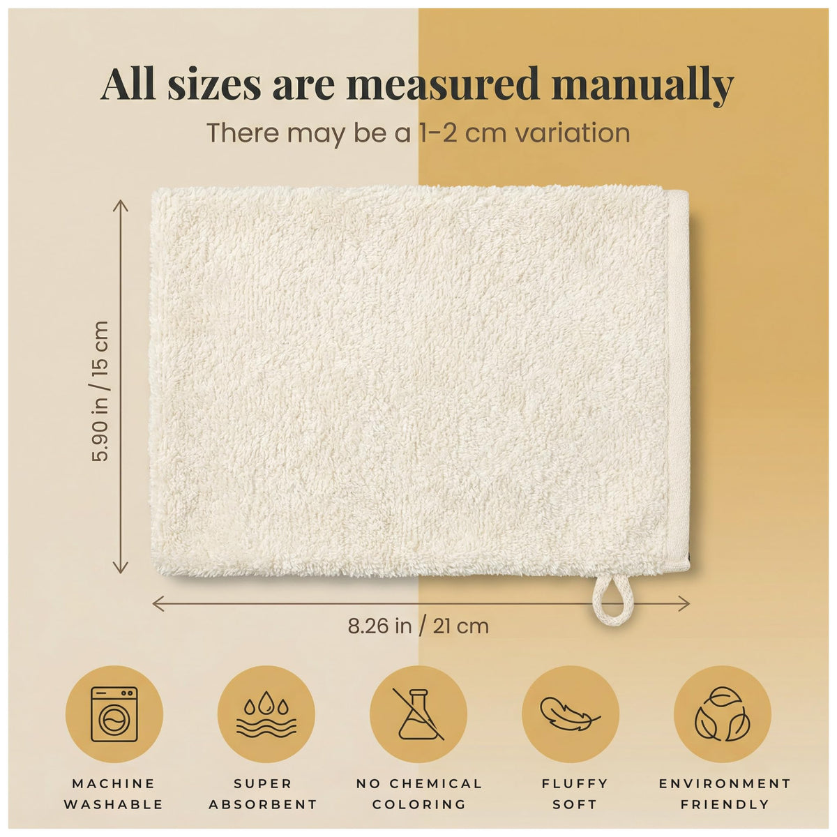 Perefly Washcloth Small Towels Set - 15 X 21 CM Hand Towels for Bathroom & Gym - Soft & Absorbent - Fast Drying Wash Cloths 10 Pack Ivory
