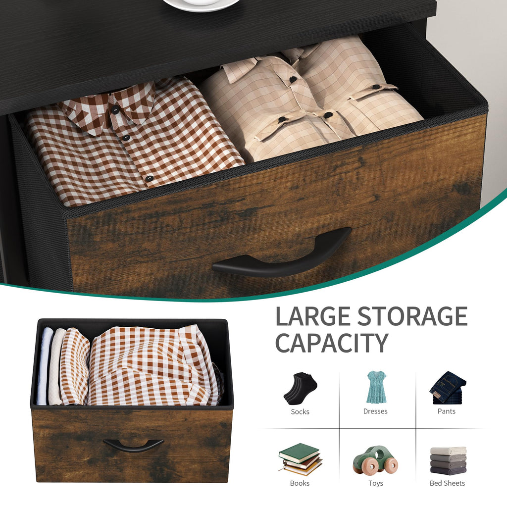 YITAHOME 4-Drawer Fabric Dresser | Rustic Brown Storage Chest