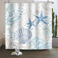 Marine Life Shower Curtain – White Nautical Polyester Decor
