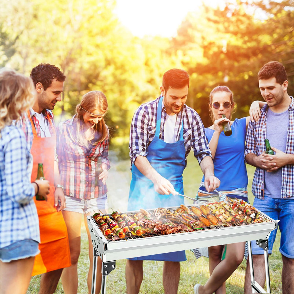 AGM Portable Charcoal Barbecue – Folding Stainless Steel Camping Grill