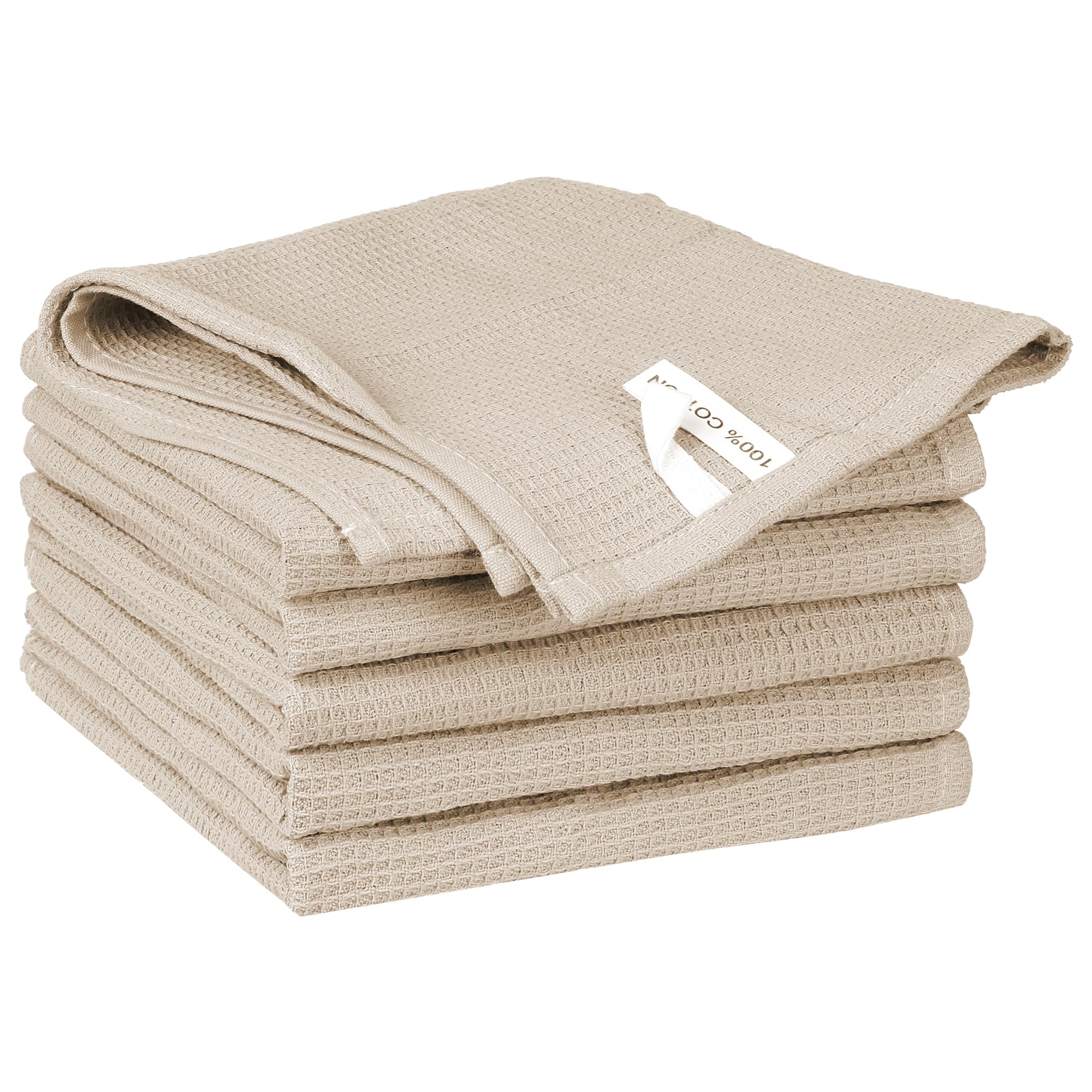 Uxcell Cotton Waffle Weave Kitchen Towels – 6 Pack Absorbent Dish Rags