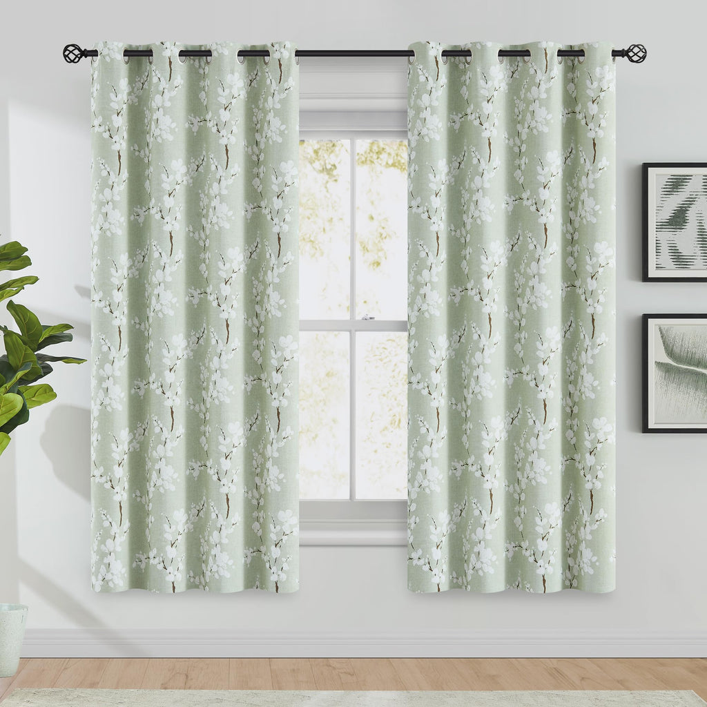 Fmfunctex Green Floral Blackout Curtains | 72" Thermal Grommet Panels