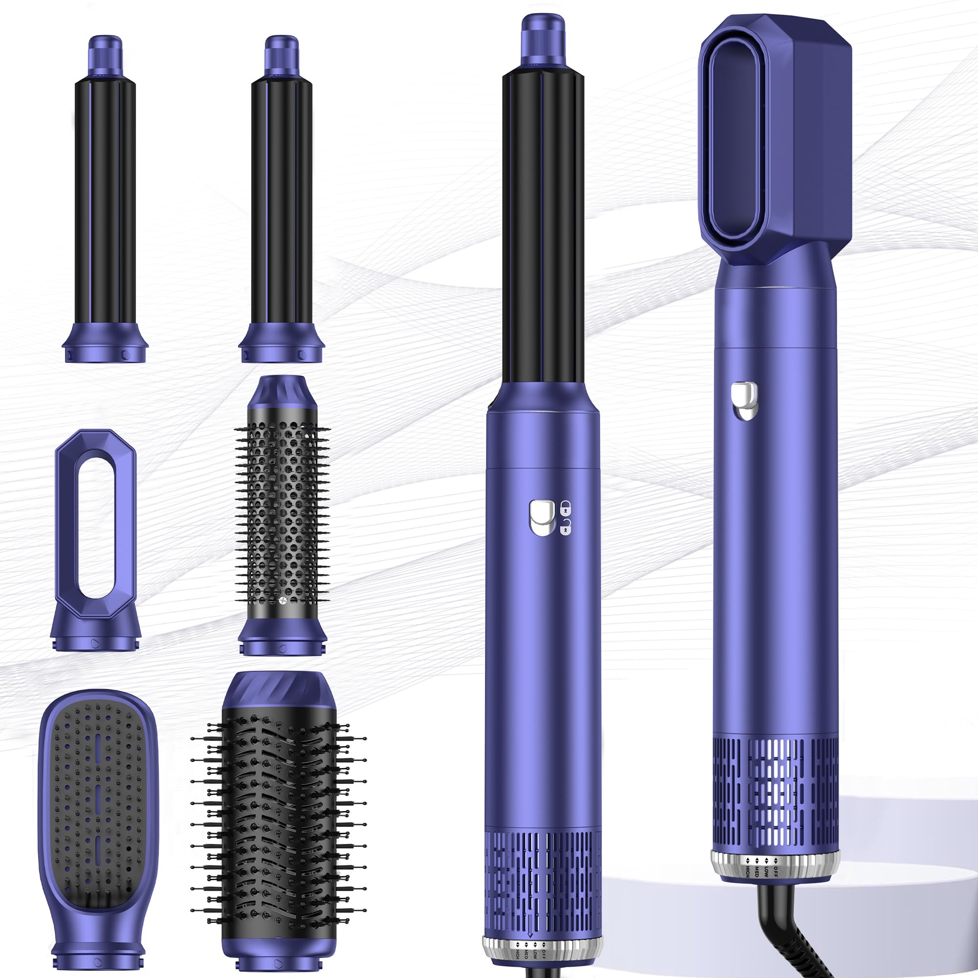MogaWave 6-in-1 Air Styler | Ionic Hair Dryer Brush & Auto-Wrap Air Curler