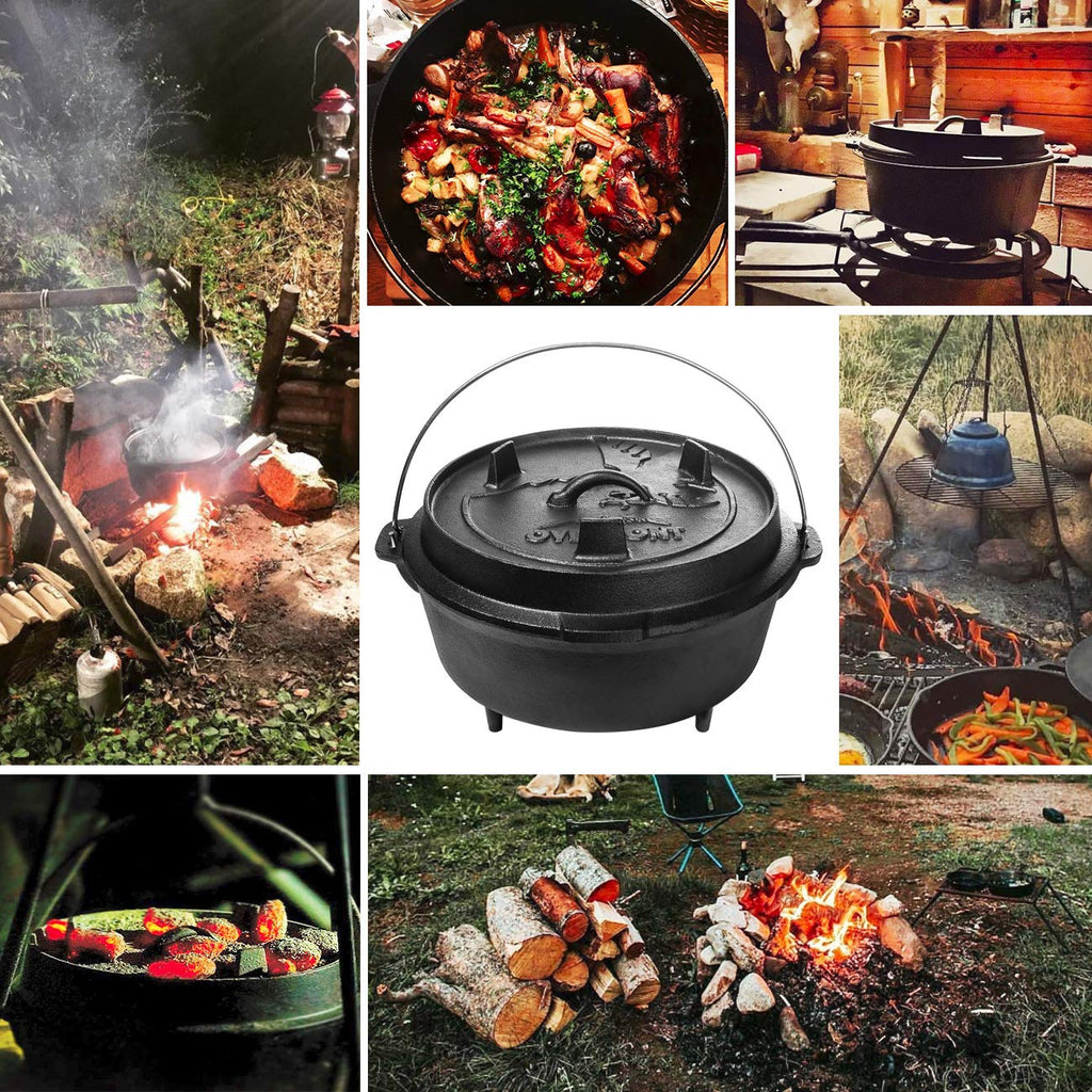 Overmont 9 Quart Cast Iron Dutch Oven with Dual Function Griddle Lid