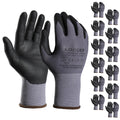 LOCCEF MicroFoam Nitrile Coated Safety Work Gloves – Grey Nylon, 12 Pairs