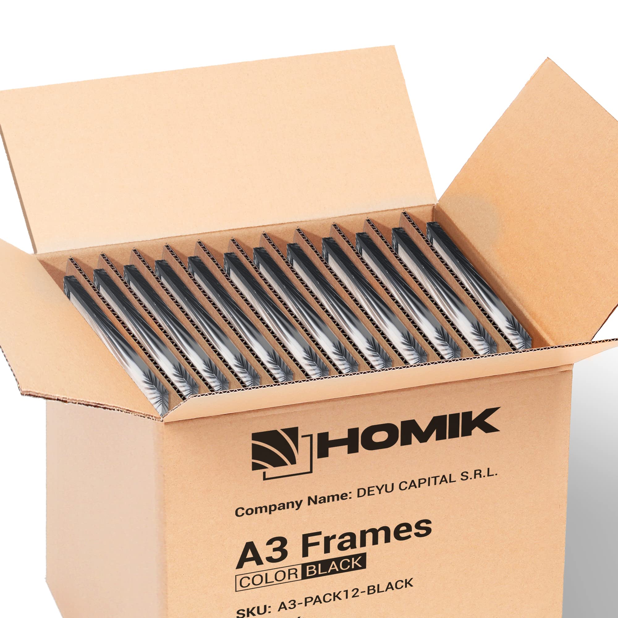 HOMIK A3 Photo Frames Pack of 12 – Black MDF Wall Hanging Picture Frames