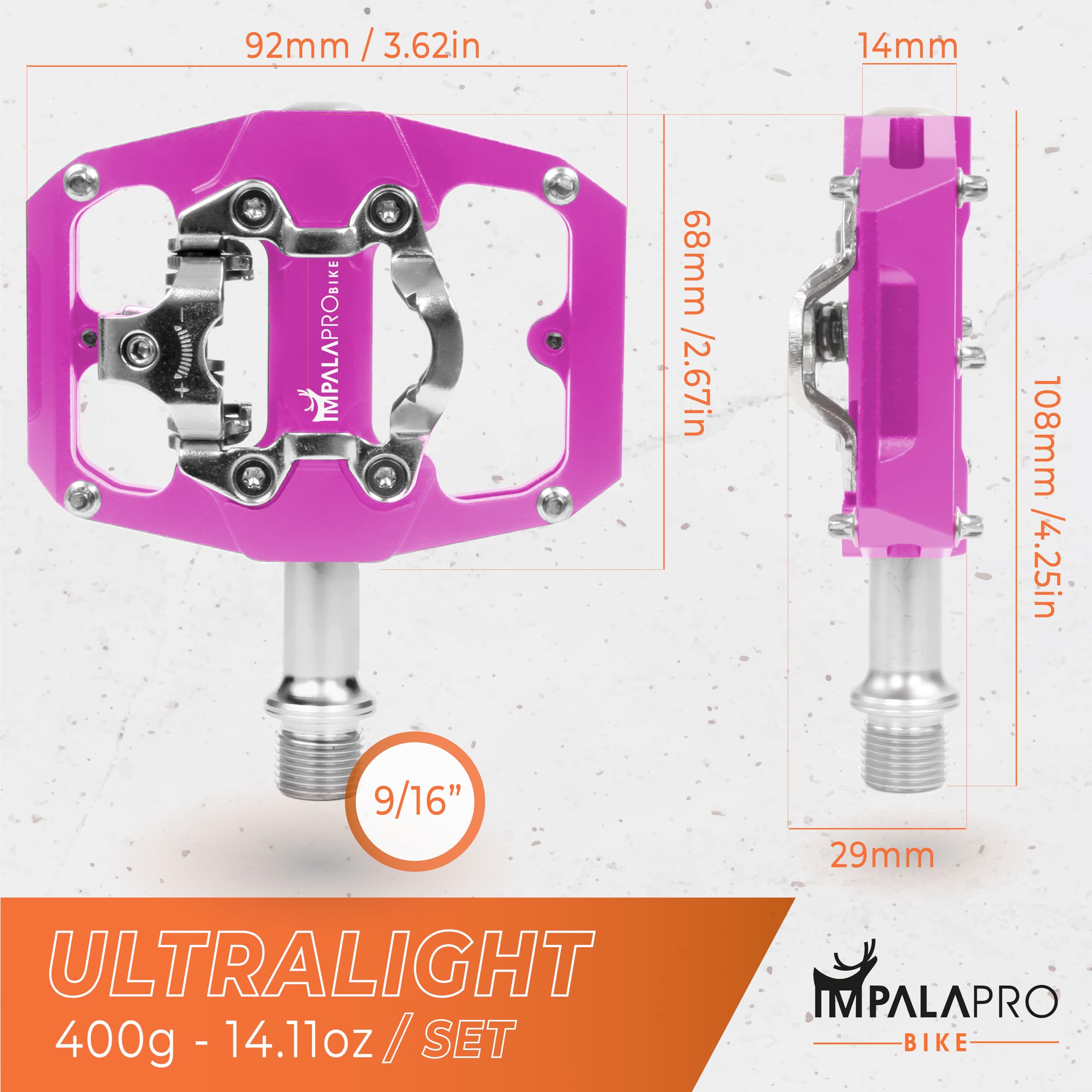 IMPALAPRO Dual Function MTB Pedals | Shimano SPD Compatible - Pink